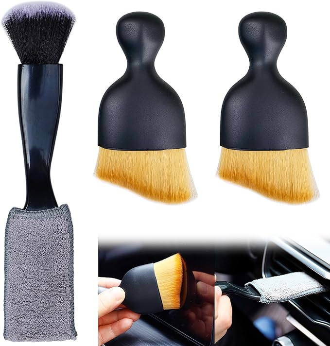 3 Pack Car Interior Detail Dust Brush, Microfiber Duster Brush, Feather Duster, Car Interior Detailing Brush, Cleaning Duster for Car Interior, Air Vents, Computer, Keyboard