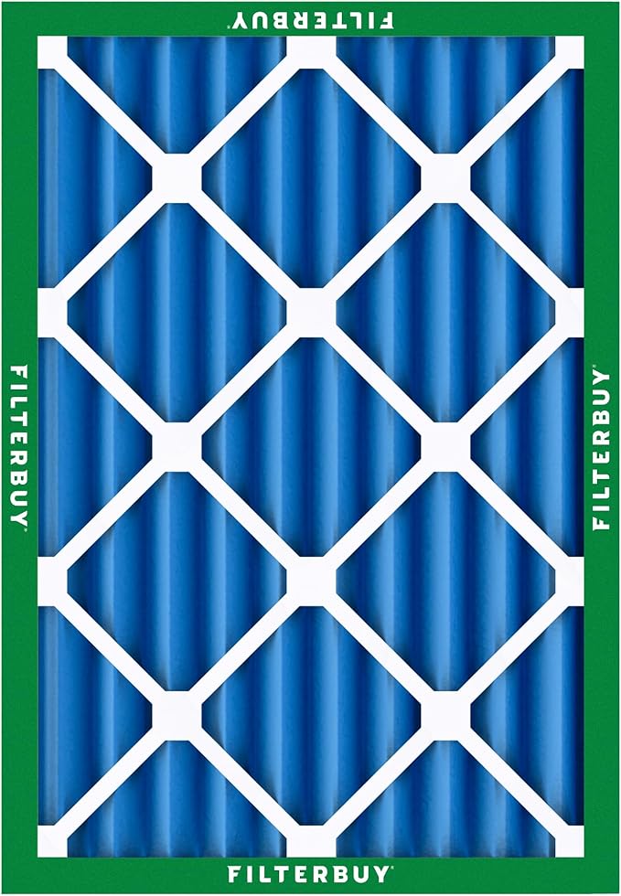 Filterbuy 20x25x4 Air Filter MERV 13 Optimal Smoke & Allergy Defense (12-Pack), Electrostatic Pleated HVAC AC Furnace Filters Replacement, Made in USA (Actual Size: 19.50 x 24.50 x 3.63)