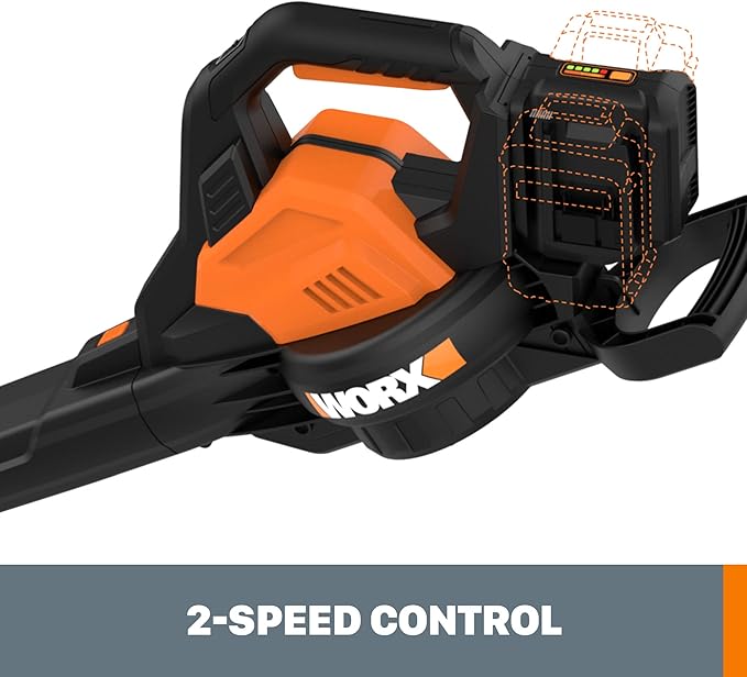 WORX WG583.9 40V Cordless Leaf Blower, 3 in 1 Blowers for Lawn Care with Vacuum & Mulcher, Electric Blower with Brushless Motor & 2 Speed Control, 2 Batteries & Charger Not Included