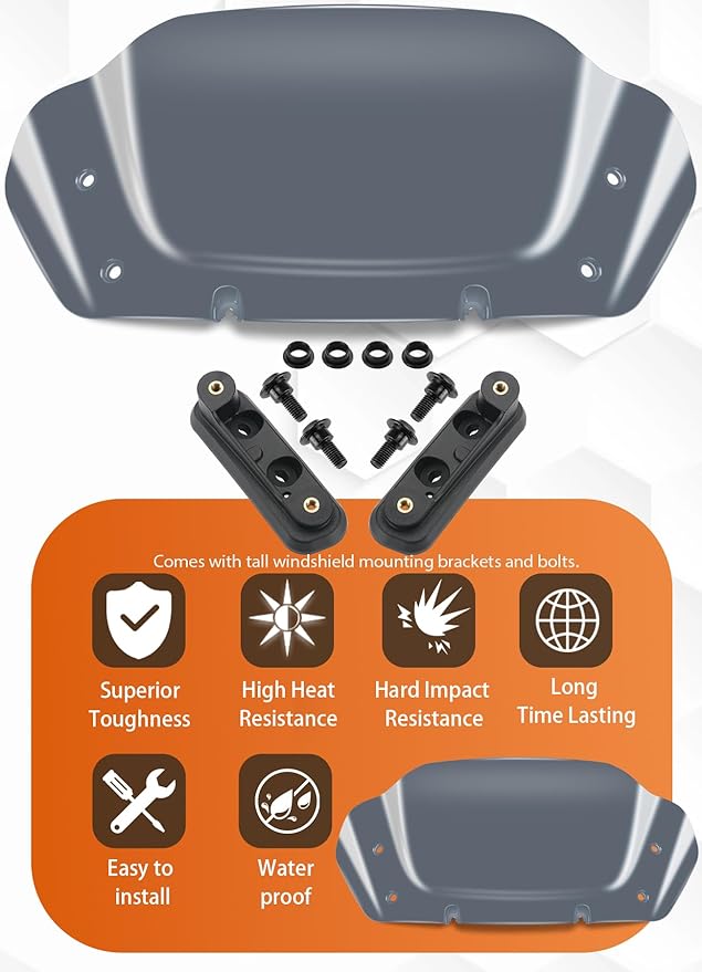 8" Wave Windshield Windscreen Wind Splitter Compatible with Harley Davidson Touring CVO Street Glide FLHXSE 2023-up,Street Glide FLHX 2024-up & FLXHU 2025-up (Tint)