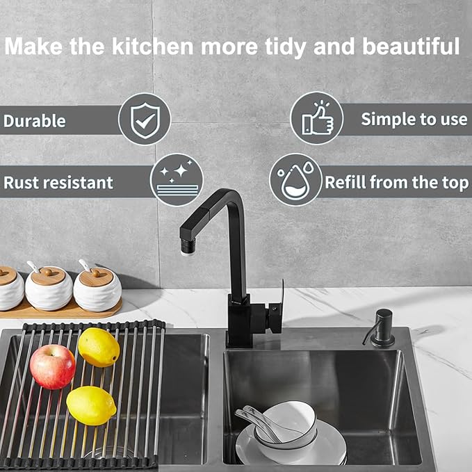 Soap Dispenser for Kitchen Sink,Stainless Steel Countertop Dish Soap Dispenser Pump with 47" Extension Tube