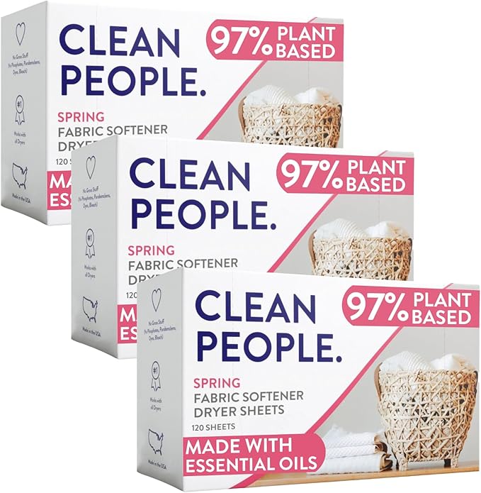 The Clean People Fabric Softener Sheets - Dryer Sheets - Softens & Removes Static Cling - Vegan Laundry Softener, Essential Oils - Spring 360 Pack