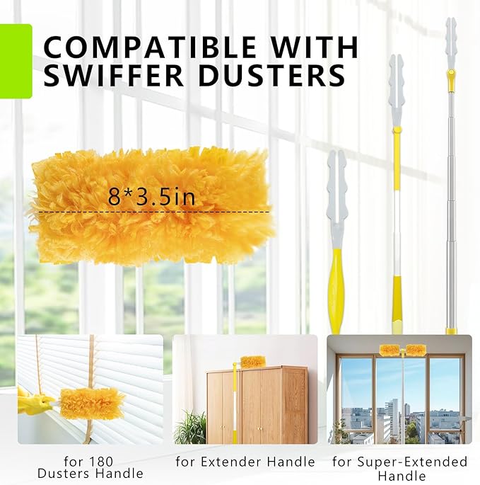 30 Pack Duster Refills for Swiffer Duster,360° Heavy Duty Duster Kit with 1 Handle,Multi-Surface Duster Refills for Cleaning,Unscented&Disposable Electrostatic Microfiber Dusters