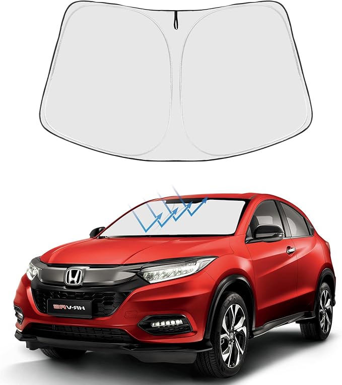 Proadsy 2025 Upgrade Windshield Sun Shade Custom Fit Honda HR-V 2015-2022 4-Layer Foldable Front Sunshade Protector Sun Visor Blocks UV Rays Keep Car Cooler