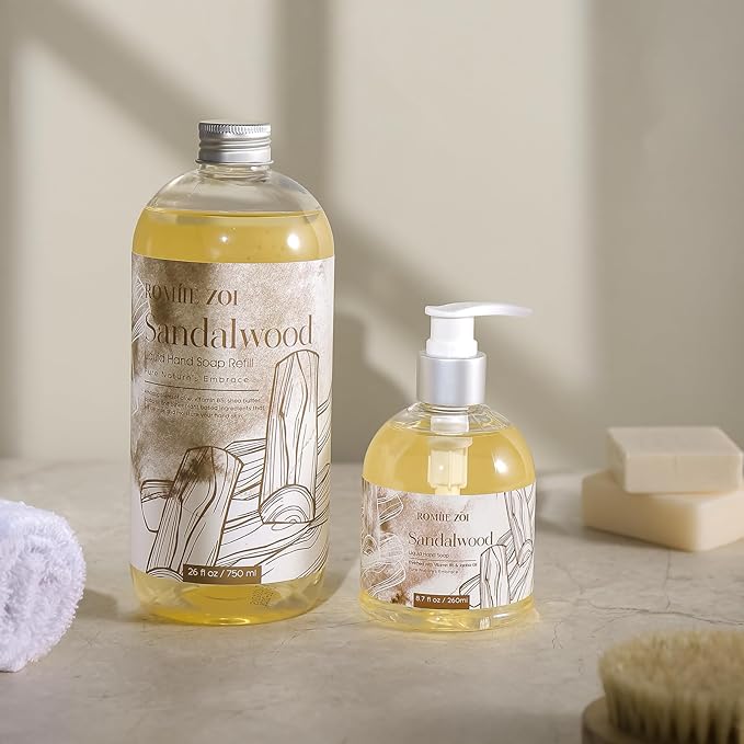 ROMIIE ZOI Liquid Hand Soap Refill, Sandalwood, Gentle & Moisturizing Formula, 750 ML/ 26 FL OZ
