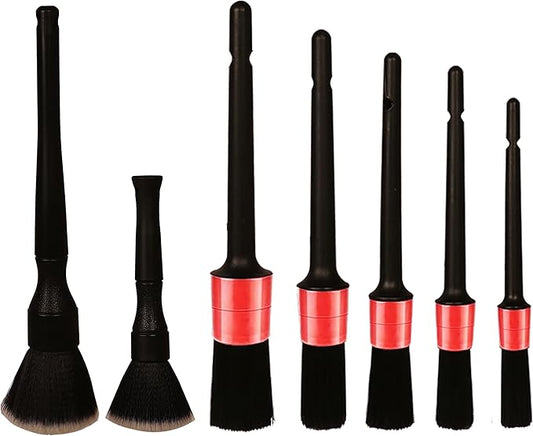 Car Detailing Brush Set, 7 Pcs Natural Bristles Car Detailing Kit for Automotive Interior, Air Conditioning Vents, Engine Bays, Dashboard and Wheels