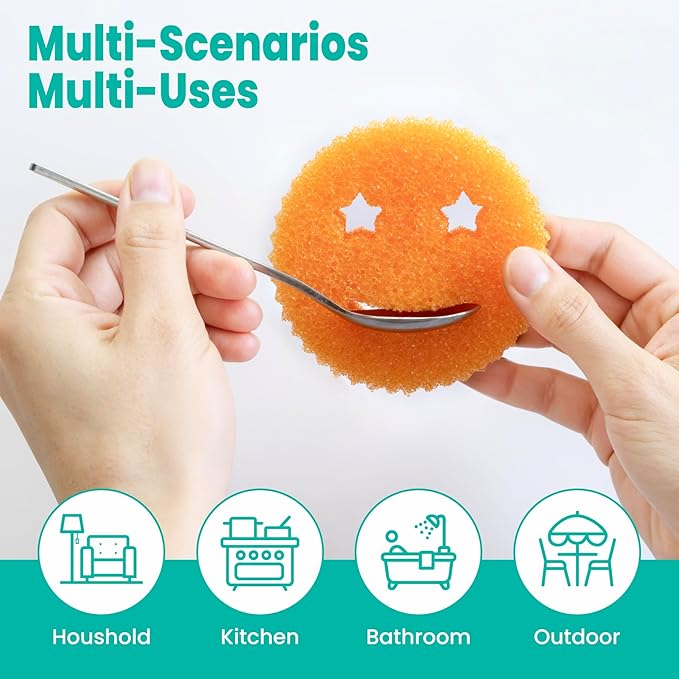 HELIME Scrub Sponges Dish Scrubber, Non Scratch Multi Functional Color Sponge, Dual Sided Temperature Controlled Pads, Safe for Household Cleaning, Mess and Odor Resistant BPA Free Polymer Foam