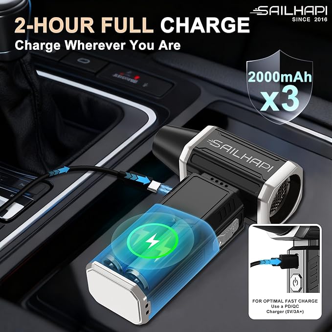 Compressed Air Duster 300000RPM, Cordless Electric Office Duster Brushless Motor Replace Canned Air, Rechargeable Durable Turbo Blower for PC, Car, Keyboard & Outdoor, Birthday Gifts for Men