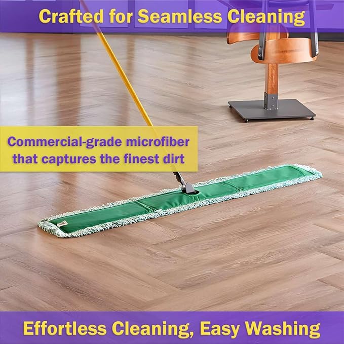 6 Pack Microfiber Sweeper Mop, 60" Replacement Dry Dust Mop Floor Pads, Dust Mop Head Refills for Industrial and Commercial Spaces, Janitorial Supplies