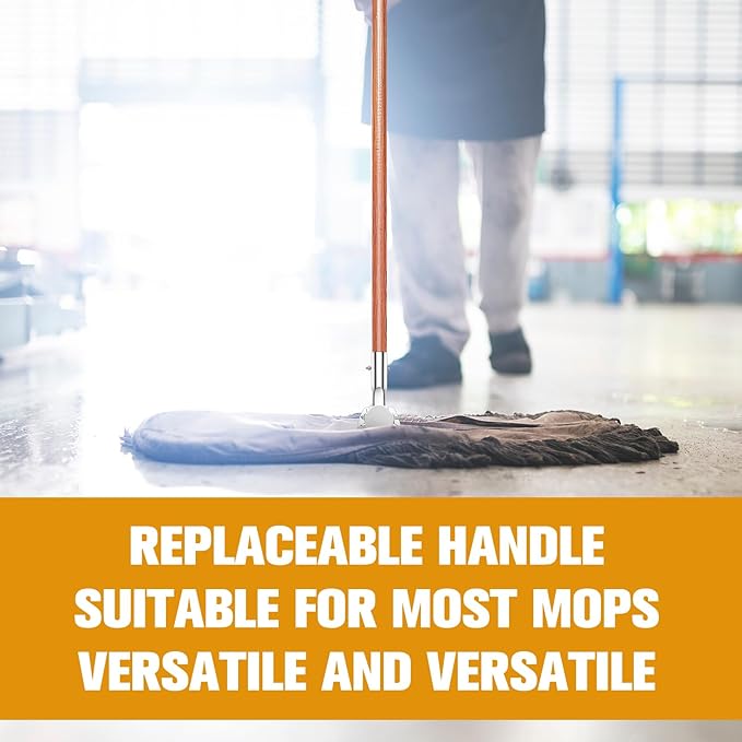Sliner 6 Pcs Clip on Dust Mop Handle 51.2 Inch Mop Stick Replacement, Swivel Head for Household Wet and Dry Mops, Cleaning Supplies