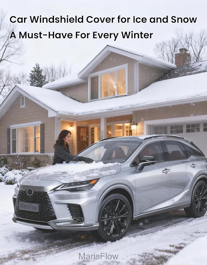 Windshield Cover for Ice and Snow | Heavy Duty 600D Oxford Fabric | Windshield Protector for Cars, SUVs, Trucks | Secure Fit Waterproof Frost Cover | Winter Car Accessories | 69"x42"