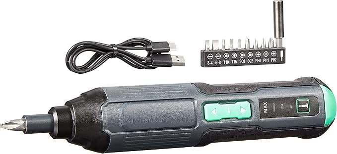 Amazon Basics by SKIL 4V Cordless Stick Screwdriver with 10-Piece Bit Set and USB Cable