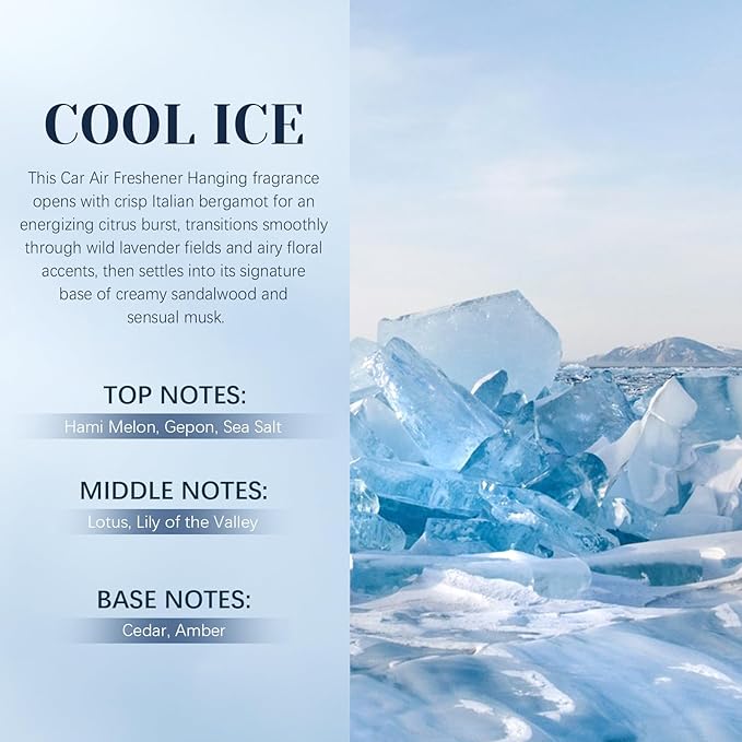 Car Air Freshener Hanging 2 Pack – Cool Ice Car Freshener Diffuser, Fall Car Air Freshener for Women and Men, Lasting up to 45 Days.0.27 FL OZ/8ML