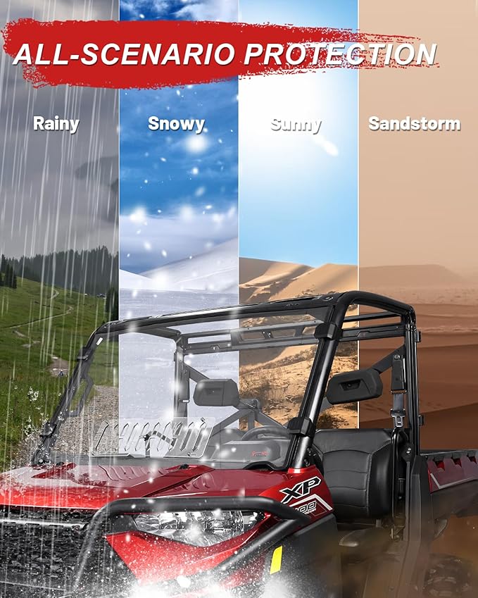 StarknightMT Ranger XP 1000 Vented Windshield, Ranger Front Full Windshield with Sliding Window Compatible with Polaris Ranger XP 1000/ Crew XP 1000 2017-2025, Ranger 1000/ Crew 1000 2020-2025