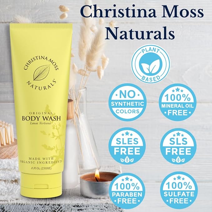 Christina Moss Naturals Verbena Body Wash, Natural & Organic Ingredients, Plant-Based, No Parabens, Sulfates Free, Non-Toxic