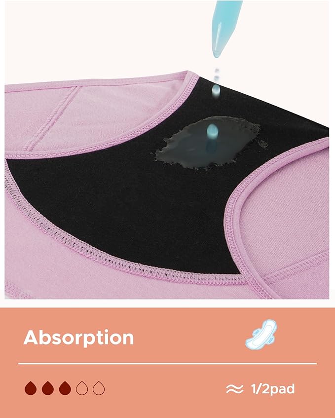 INNERSY Period Underwear for Teens Girls Cotton Leak-Proof Menstrual Panties 3-Pack