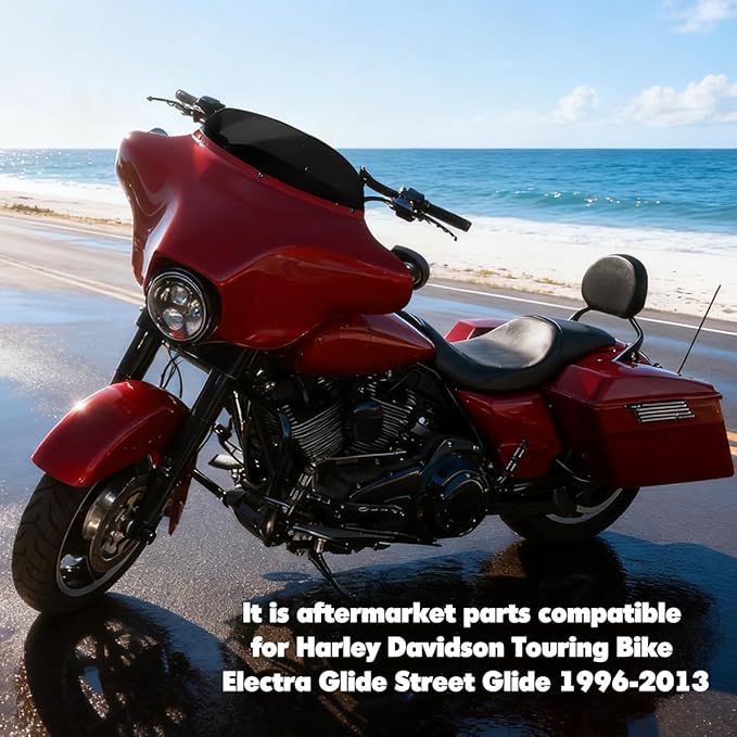 8" Windshield Windscreen for 1996-2013 Harley Davidson Touring Street Glide Electra Glide/Ultra Limited/Tri Glide FLHT FLHX FLHXS FLHTK, Black