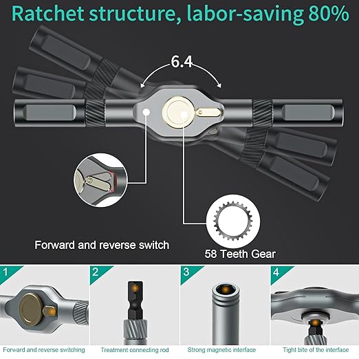 24 in 1 Magnetic Screwdriver Set, DIY Ratchet Screwdriver Set, Multi Bit Magnetic Drive Set with Detachable Ratchet Handle, Portable Precision Repair Tool Kit for Furniture Computer Bicycle