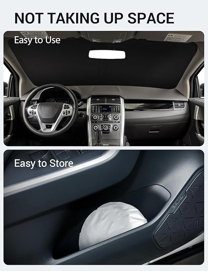 Proadsy 2025 Upgrade Windshield Sun Shade Custom Fit 2007-2014 Ford Edge Foldable Front Sunshade Protector Sun Visor Blocks UV Rays Keep Car Cooler