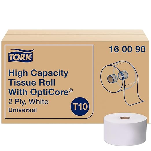 Tork OptiCore® Mid-size Toilet Paper Roll White T10, Universal, 2-ply, 12 x 2000 sheets, 160090