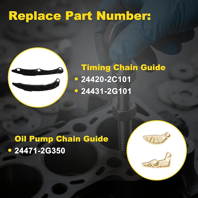 G4KH G4KJ Timing Chain Kit with VVT Gear Fit for Kia Optima Sorento Sportage 2.0L 2.4L 2011-2018 Replacement for Hyundai Sonata Santa fe Tucson 2.0L 2.4L 2011-2019 24350-2G750 243212G111