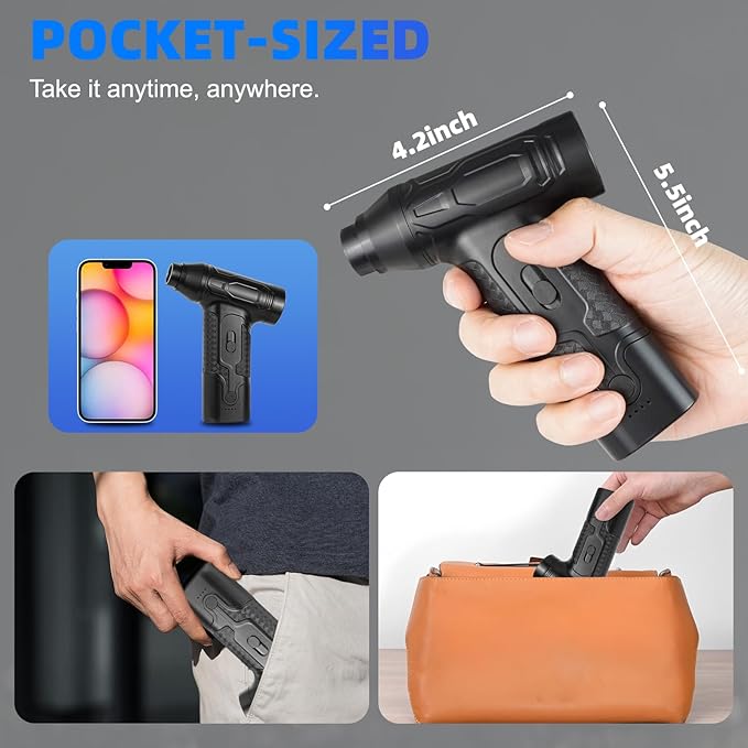 Compressed Air Duster - 300000RPM Electric Air Duster Super Powerful - Cordless Handheld Air Blower, Adjustable Mini Dust Blower for Computer, Keyboard, Outdoor, Home, Gift for Men