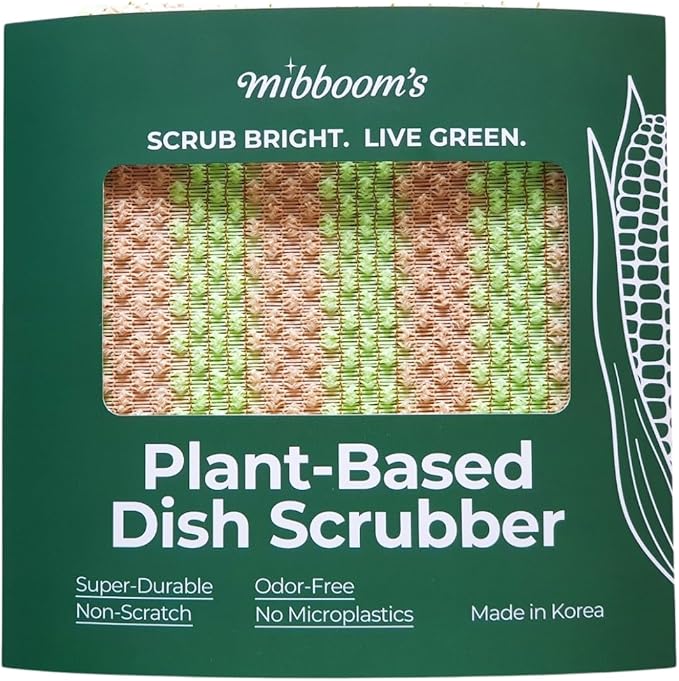 mibboom's Mesh Dish Scrubbers – Multipurpose Non-Scratch PLA Kitchen Sponges, Reusable & Long-Lasting Cleaning Pads, 4 Pack (7.6 x 7.4 in)
