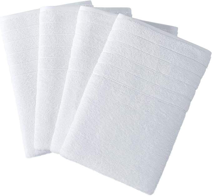Casa Platino 100% Cotton 4 Pack Bath Towels (30"x60") - Ring Spun Cotton - Large Towels for Bathroom - Quick Drying, Highly Soft & Absorbent Shower Towel Set - Hotel & Spa Quality - White Towel Set