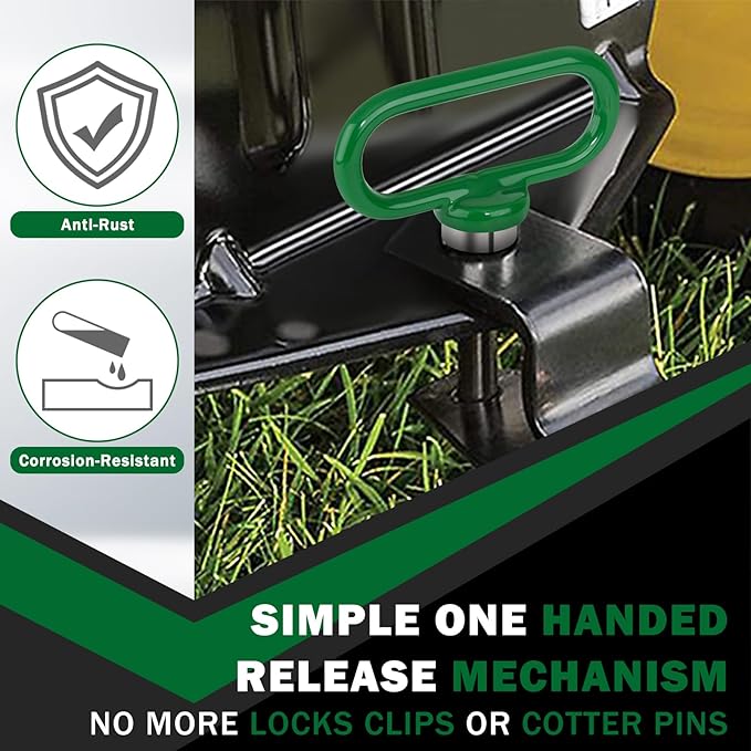 Magnetic Hitch Pin, Heavy Duty Strong Neodymium Magnet Lawn Mower Trailer Gate Pins 1/2 Inch for Mowers, Lawn Tractors, Towing - Simple One Handed Hook On & Off(Green)