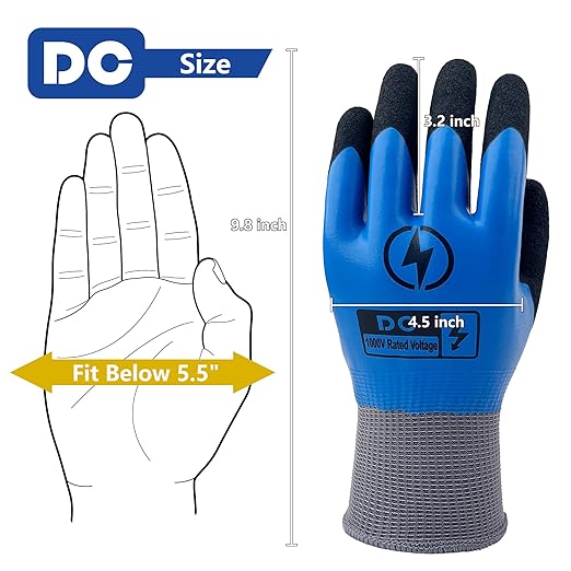 Insulated Electrician Gloves 1000V Voltage Resistant Flame Retardant Work Gloves, Electrical Rubber Non-slip Texture Design for Electricians Prevent Shock