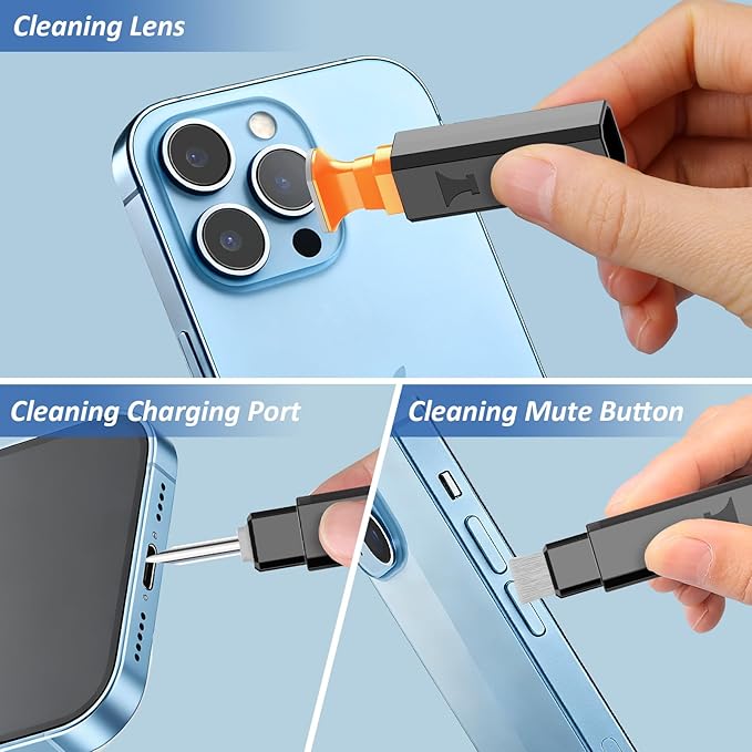 13-in-1 for iPhone Cleaning Kit Charging Port Cleaner, Phone Cleaner Repair Tool for Lightning Cable Connector Charger Speaker, iPad MacBook Samsung AirPods Pro & Charging Case, Safe for All Devices