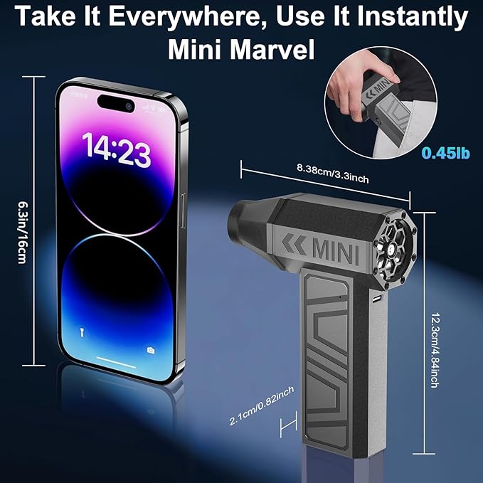 LEEPEE X3 Cordless Air Duster 130,000RPM High-Speed Mini Blower, 4-Gear Adjustable Power Turbo Jet Fan, Portable Dust Blower for Cleaning Electronics, Cars, Homes, and Outdoor Spaces