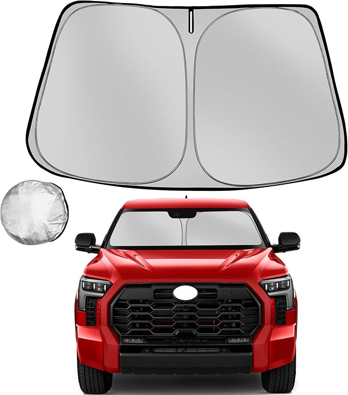 Windshield Sun Shade for 2022-2025 Toyota Tundra Limited SR5 Platinum TRD Pro Foldable Sun Sunshade for Car Front Window Blocks Heat Automotive Interior Protector Custom Fit Accessories