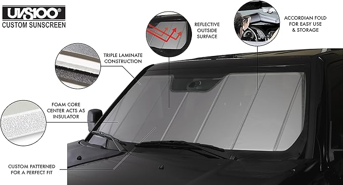 Covercraft UVS100 Custom Windshield Sunscreen for 2018-2023 Toyota Tacoma (w/o GoPro Mounted to Windshield) - Silver