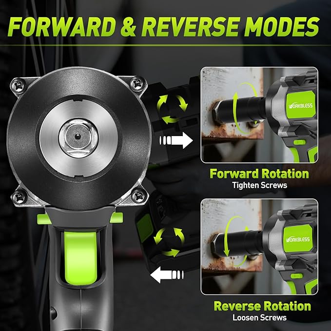850Nm (630Ft-lbs) Cordless Impact Wrench for Ma-kita 18V Battery, Brushless 1/2 Impact Gun, 3-Speed, 4 Cr-V Sockets, LED Light, Electric Impact Wrench for Car Tire, Mower Lug Nut