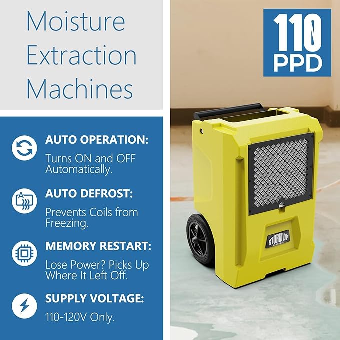 ALORAIR 110 PPD Commercial Dehumidifier APP Control Basement Dehumidifier Up to 1,300 Sq.Ft Dehu with Drain Hose for Garage, Basements, Flood Repair, Industrial Use