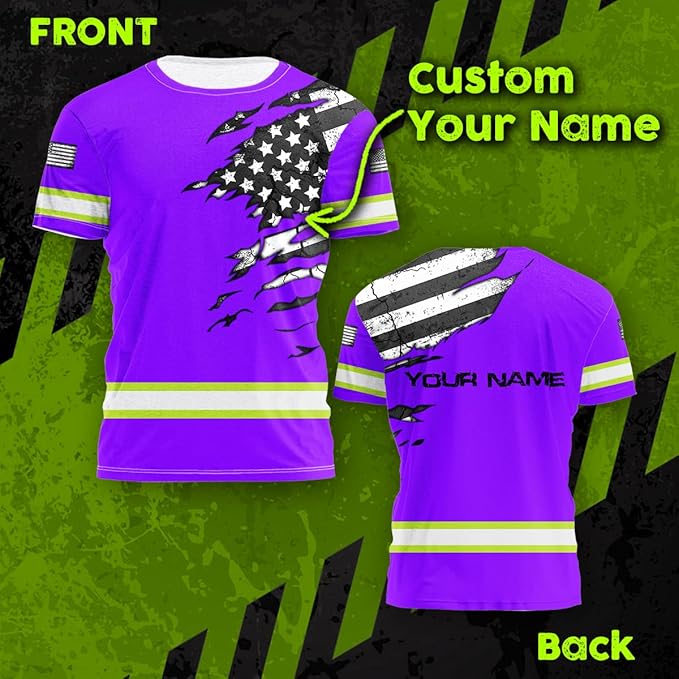 Color US Flag High Visibility Hoodie for Men Women Reflective Tapes Safety Workwear for Worker Runner Patriotic