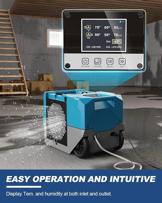 ALORAIR 264 Pitns LGR Commercial Dehumidifier with Pump, Up to 3,000 Sq.Ft Industrial Dehumidifier with Drain Hose Potable Wheels Design for Whole House, Basement, Warehouse, Garage, Blue