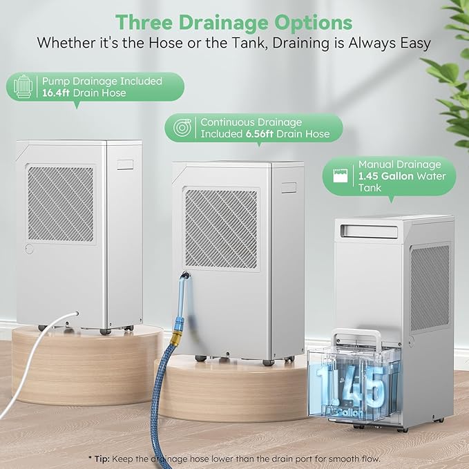 5000 Sq.Ft Energy Star Most Efficient 2024 Dehumidifier with Pump,DECIUU Max 100 Pint (Standard 70 Pint) Dehumidifier for Basement with Drain Hose,Intelligent Humidity Control for Home Bathroom Garage