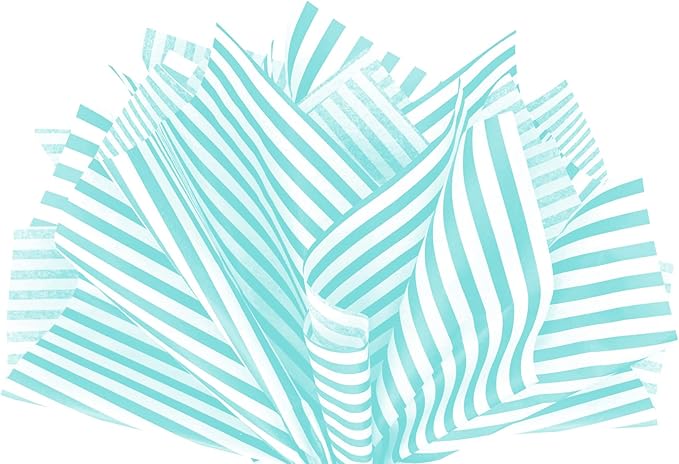 Flexicore Packaging Azure Pin Stripe Print Gift Wrap Tissue Paper Size: 15 Inch X 20 Inch | Count: 100 Sheets | Color: Azure Pin Stripe