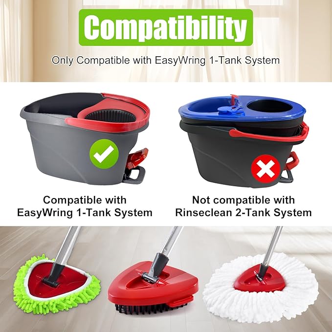 Spin Mop Replacement Head Base Scrub Brush Handle, 4-Section 30-to-58 inch Mop Replacement Stick Compatible with Ocedar Handle for Easy Wring Mops Refills 7 Pack