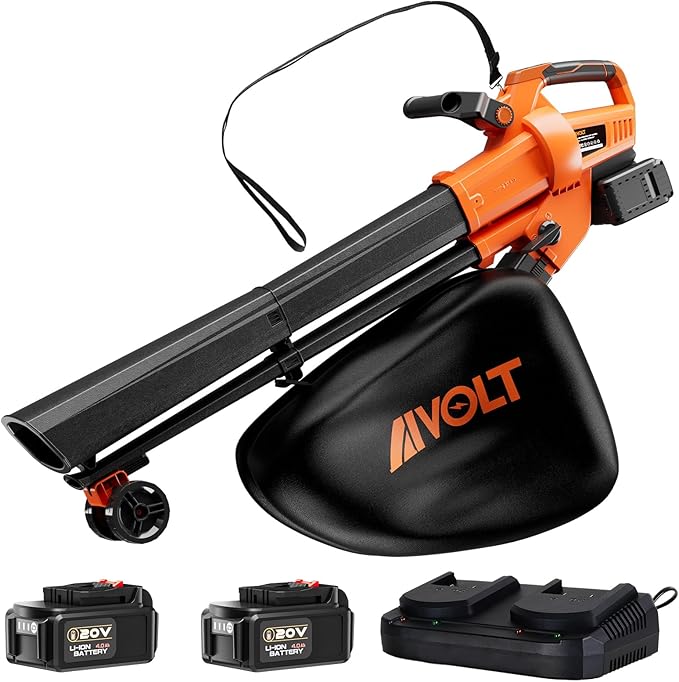 AIVOLT 40V Cordless Leaf Blower Vacuum Mulcher, with 40L Collection Bag, 2x4.0Ah Batteries & Charger, 160 MPH Air Speed, 3-in-1 Yard Tool for Lawn Care, Patio Cleaning