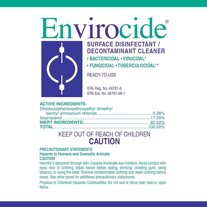 Metrex ENVIROCIDE Surface Disinfectant Cleaner, 1GAL JUG, Alcohol Based, 13-3300 (Case of 4)