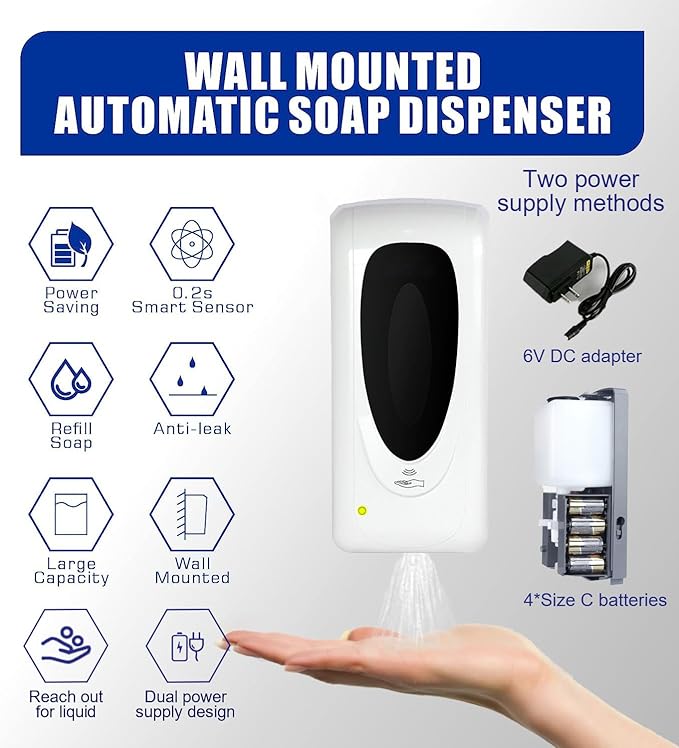 Automatic Hand Sanitizer Dispenser Wall Mount, Liquid Hand Sanitizer Spray Dispenser, 33oz/1000ml Touchless Hand Soap Dispenser for Commercial Industrial Hospitals Office Public