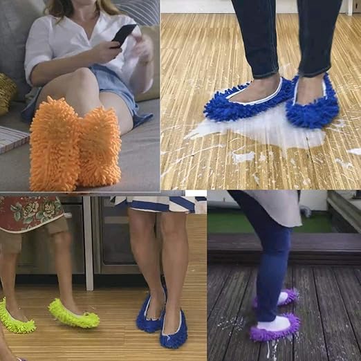 10 PCS 5 Pairs Dust Duster Mop Slippers Shoes Cover, Multi Function Washable Microfiber Foot Socks Floor Cleaning Shoes Cover for House Kitchen Office