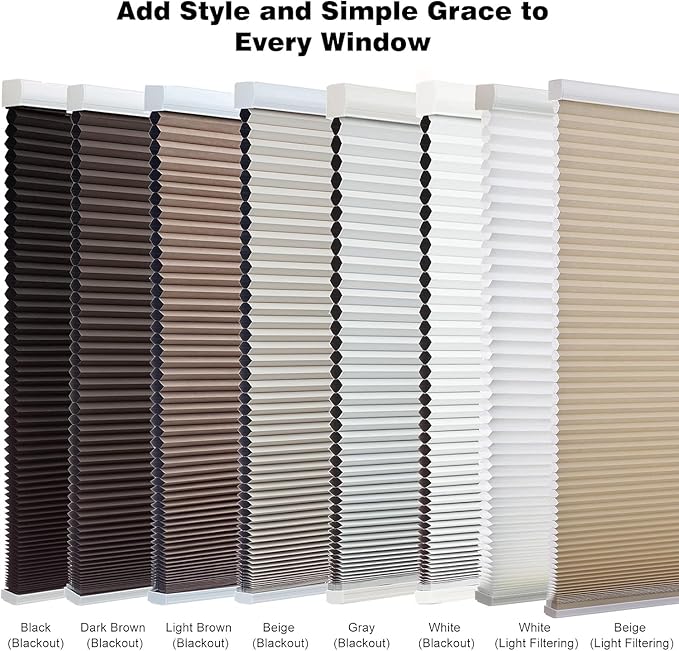 Changshade Cordless Cellular Shades, Light Filtering Honeycomb Shades for Windows, Pull Down Pleated Blinds, Easy to Install for Indoor Windows and French Doors,30" W x 50" H, Grey
