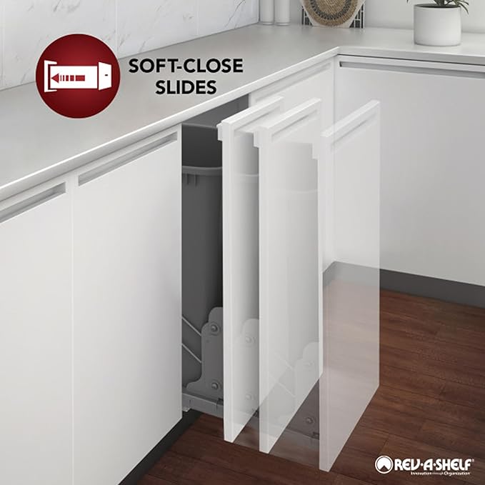 Rev-A-Shelf 5" Pull Out Storage Organizer for Base Kitchen w/ Soft-Close, Sliding Shelves for Utilities, Utensils or Spices, 448UT-BCSC-5C
