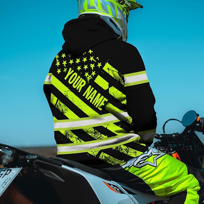 Color US Flag High Visibility Hoodie for Men Women Reflective Tapes Safety Workwear for Worker Runner Patriotic