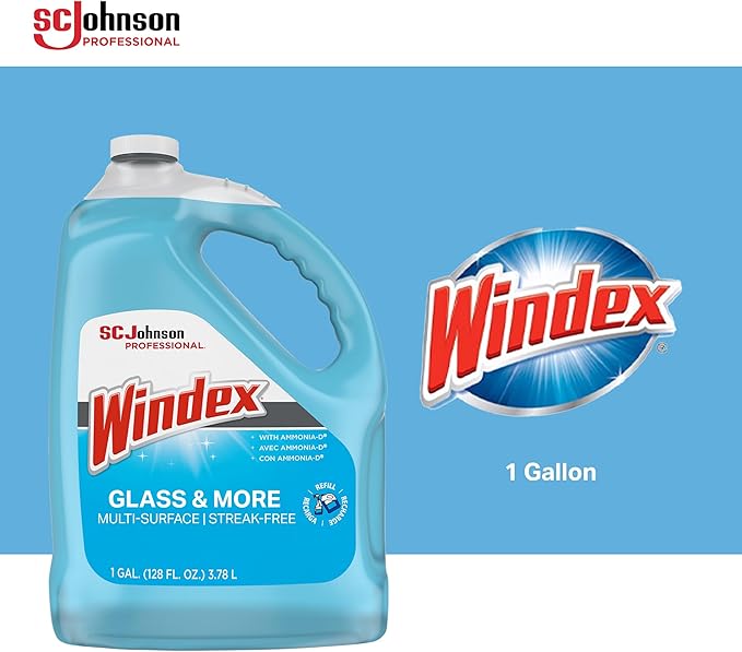 Windex Glass & Multi-Surface Cleaner, 128 Oz Bottle, Case Of 4