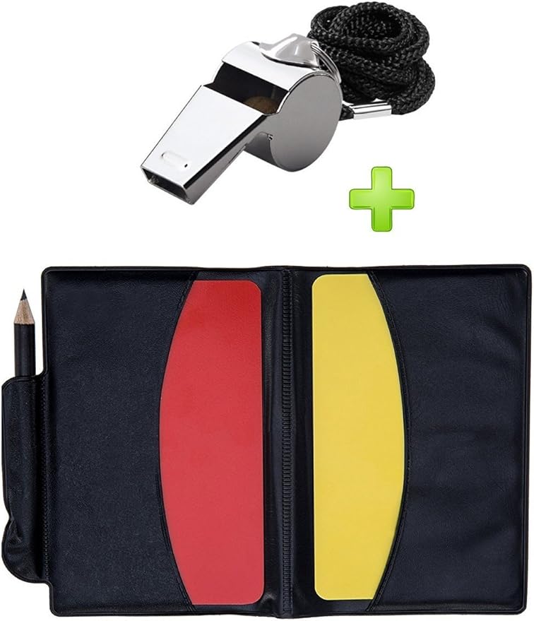 Golvery Soccer Kit - Metal Whistle with Referee Cards Set, Referee Cards for Soccer Football, Ideal Referee Kits for Game Sports
